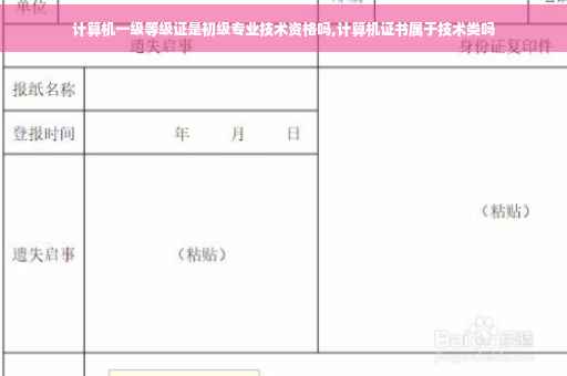 计算机一级等级证是初级专业技术资格吗,计算机证书属于技术类吗