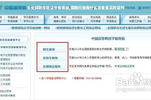 失业保险技能证书有哪些,保险行业有什么含金量高的证书