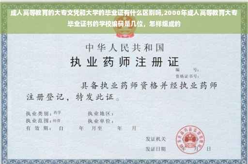 成人高等教育的大专文凭和大学的毕业证有什么区别吗,2000年成人高等教育大专毕业证书的学校编码是几位,怎样组成的 成人高等教育的大专文凭和大学的毕业证有什么区别吗,2000年成人高等教育大专毕业证书的学校编码是几位,怎样组成的