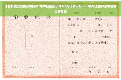 计算机职业资格证书四级/中级技能属于几级?有什么用吗,cad高级工程师证书含金量有多高
