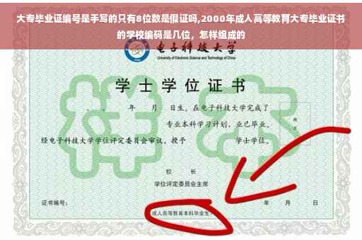 大专毕业证编号是手写的只有8位数是假证吗,2000年成人高等教育大专毕业证书的学校编码是几位，怎样组成的