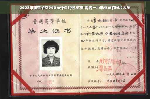 2022年独生子女960元什么时候发放-海城一小毕业证书图片大全
