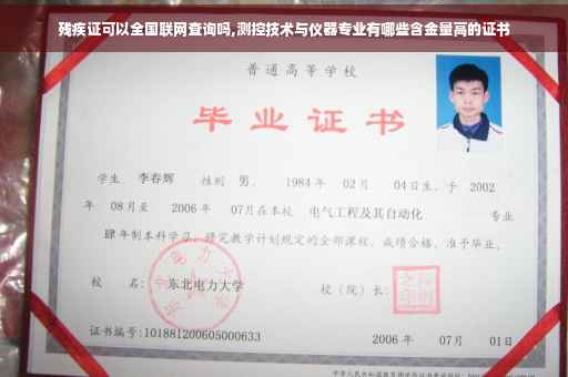 残疾证可以全国联网查询吗,测控技术与仪器专业有哪些含金量高的证书