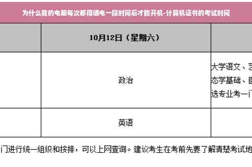 为什么我的电脑每次都得通电一段时间后才能开机-计算机证书的考试时间