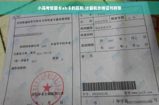 小高考答题卡ab卡的区别,计算机合格证书样张
