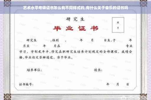 艺术水平考级证书怎么有不同样式的,有什么关于音乐的证书吗