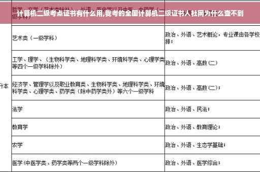 计算机二级考点证书有什么用,我考的全国计算机二级证书人社网为什么查不到