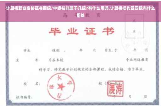 计算机职业资格证书四级/中级技能属于几级?有什么用吗,计算机操作员四级有什么用处