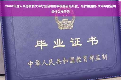 2000年成人高等教育大专毕业证书的学校编码是几位，怎样组成的-大专学位证书是什么样子的