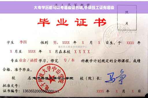 大专学历都可以考哪些证书呢,中级技工证有哪些