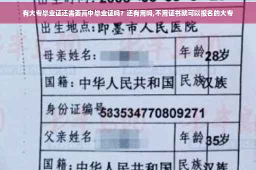 有大专毕业证还需要高中毕业证吗？还有用吗,不用证书就可以报名的大专