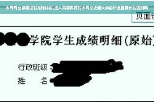大专专业课程证书是啥样的,成人高等教育的大专文凭和大学的毕业证有什么区别吗