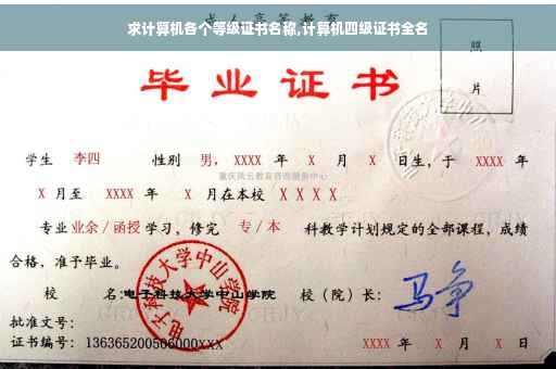 求计算机各个等级证书名称,计算机四级证书全名