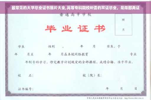最常见的大学毕业证书图片大全,高等专科院校所谓的双证毕业，是指那两证