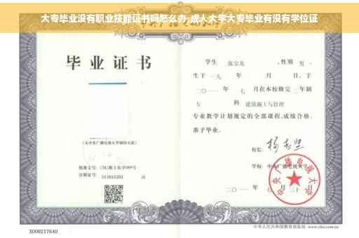 大专毕业没有职业技能证书吗怎么办,成人大学大专毕业有没有学位证