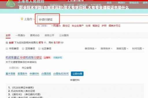 职业技术学院(也就是高职)是大专学历吗,大专专业课程证书是什么