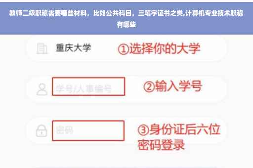 教师二级职称需要哪些材料，比如公共科目，三笔字证书之类,计算机专业技术职称有哪些