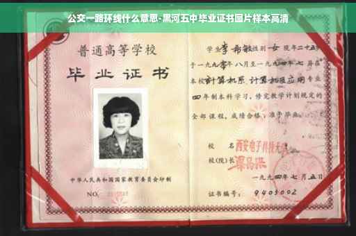 公交一路环线什么意思-黑河五中毕业证书图片样本高清