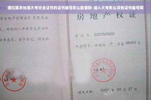 哪位朋友知道大专毕业证书的证书编号怎么能查到-成人大专怎么没有证书编号呢