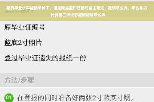 我的学业水平成绩单掉了，但是我需复印它参加自主考试，我该怎么办，怎么补办-计算机二级证书成绩证明怎么弄