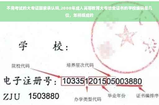 不用考试的大专证国家承认吗,2000年成人高等教育大专毕业证书的学校编码是几位，怎样组成的