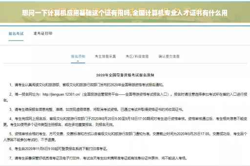 想问一下计算机应用基础这个证有用吗,全国计算机专业人才证书有什么用