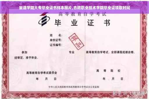 巢湖学院大专毕业证书样本图片,合肥职业技术学院毕业证领取时间