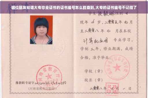 哪位朋友知道大专毕业证书的证书编号怎么能查到,大专的证书编号不记得了