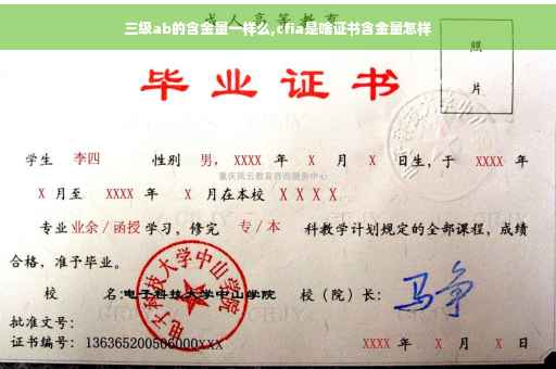 三级ab的含金量一样么,cfia是啥证书含金量怎样