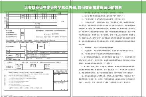 大专毕业证书变更名字怎么办理,如何变更执业医师证的姓名