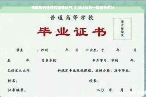 技能提升补贴有哪些证书,全国计算机一级有补贴吗