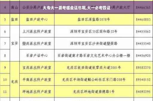大专大一要考哪些证书呢,大一必考四证