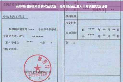 高等专科院校所谓的双证毕业，是指那两证,成人大专统招毕业证书