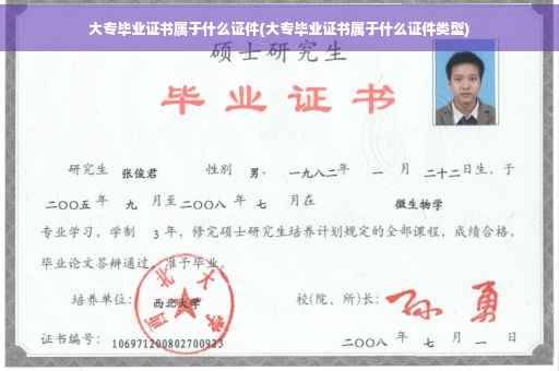 大专毕业证书属于什么证件(大专毕业证书属于什么证件类型)