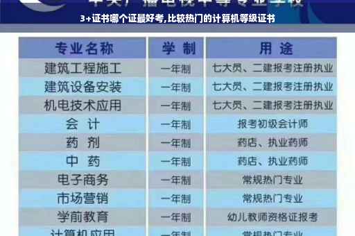 3+证书哪个证最好考,比较热门的计算机等级证书
