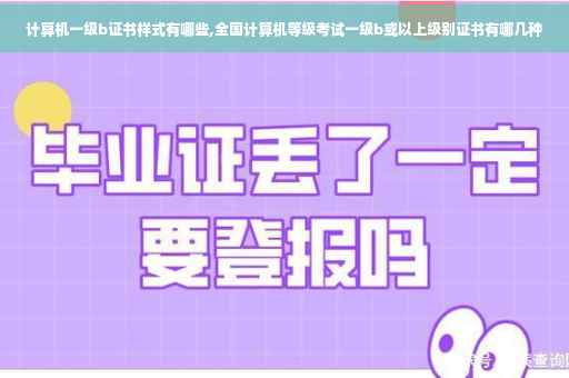 计算机一级b证书样式有哪些,全国计算机等级考试一级b或以上级别证书有哪几种