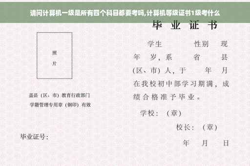 请问计算机一级是所有四个科目都要考吗,计算机等级证书1级考什么