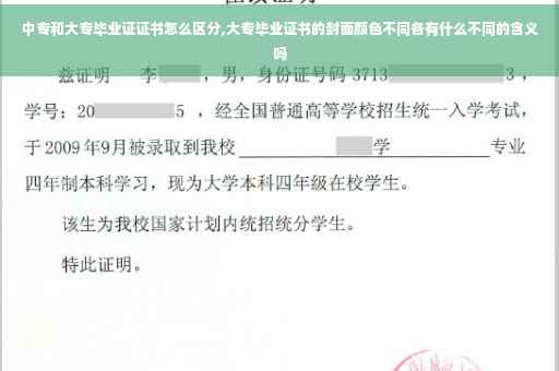 中专和大专毕业证证书怎么区分,大专毕业证书的封面颜色不同各有什么不同的含义吗