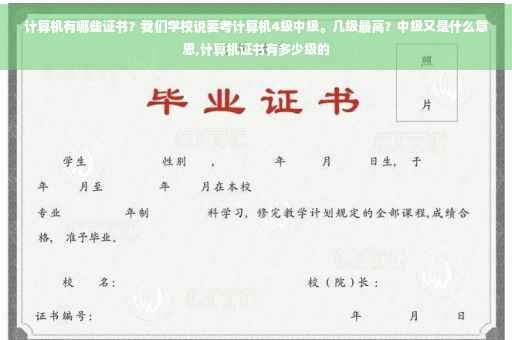 计算机有哪些证书?我们学校说要考计算机4级中级。几级最高?中级又是什么意思,计算机证书有多少级的 计算机有哪些证书?我们学校说要考计算机4级中级。几级最高?中级又是什么意思,计算机证书有多少级的