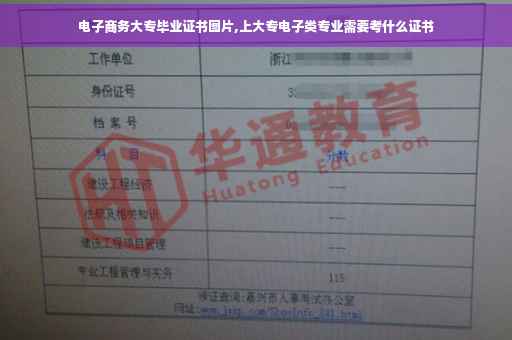 电子商务大专毕业证书图片,上大专电子类专业需要考什么证书