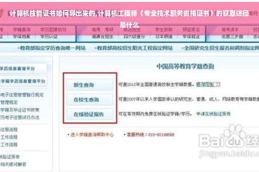 计算机技能证书如何导出来的,计算机工程师（专业技术职务资格证书）的获取途径是什么