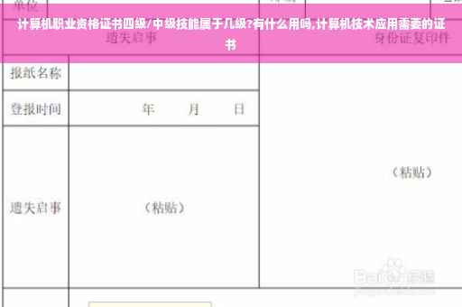 计算机职业资格证书四级/中级技能属于几级?有什么用吗,计算机技术应用需要的证书