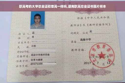 职高考的大学毕业证和普高一样吗,湖南职高毕业证书图片样本