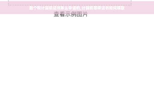 新个税计算机证书怎么申请的,计算机等级证书如何领取