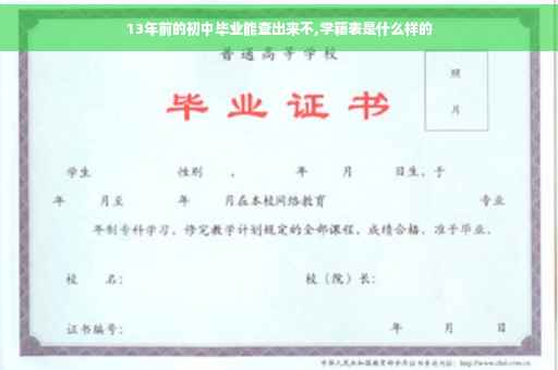 13年前的初中毕业能查出来不,学籍表是什么样的