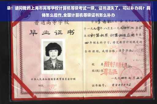 急！请问我的上海市高等学校计算机等级考试一级，证书遗失了，可以补办吗？具体怎么操作,全国计算机等级证书怎么补办