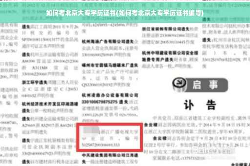 如何考北京大专学历证书(如何考北京大专学历证书编号)