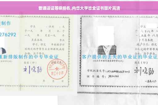 普通话证等级排名,内华大学毕业证书图片高清