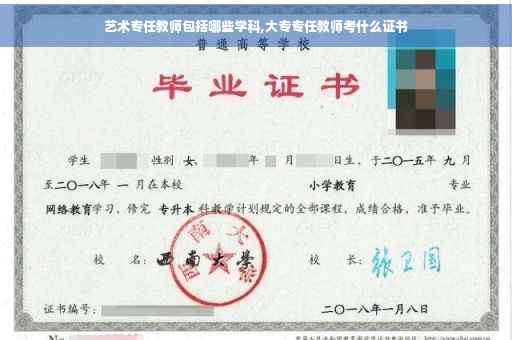 艺术专任教师包括哪些学科,大专专任教师考什么证书