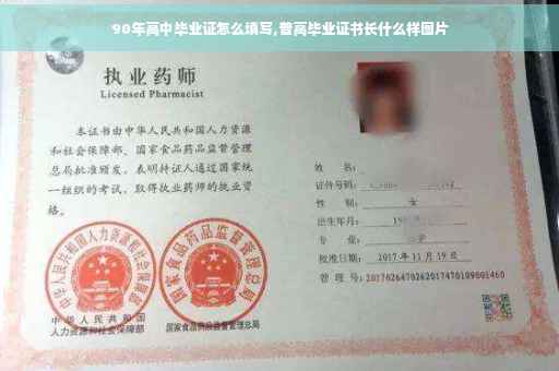 90年高中毕业证怎么填写,普高毕业证书长什么样图片
